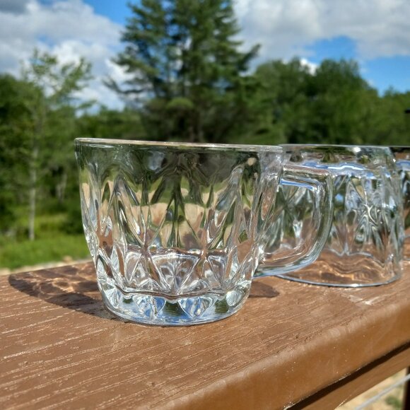 Vintage Anchor Hocking Crown Point Punch Glasses Cups Set of 7 - Picture 2 of 16